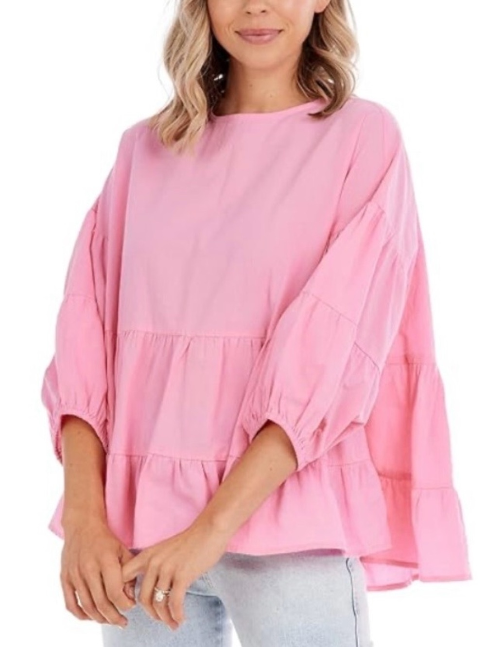 Mud Pie Pink STONEY FLOUNCE TOP
Size Large NWT